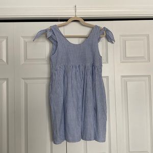 Blue and white striped baby doll dress